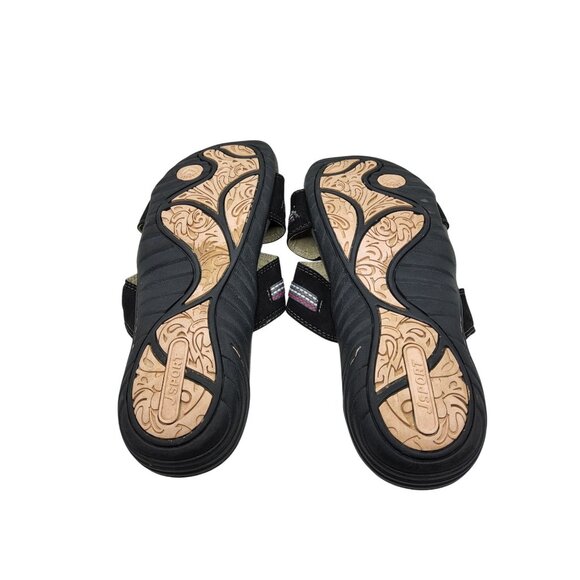 Jambu JSport Womens Claudia Black Leather Hook and Loop Adjustable Sandals - Picture 7 of 7